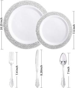 img 3 attached to 🍽️ Supernal 300-Piece Silver Dinnerware Set for Christmas, Plastic Silverware, Ideal for Weddings, Catering Events, and Parties – Includes 60 Dinner Plates, 60 Salad Plates, 60 Forks, 60 Knives, 60 Spoons