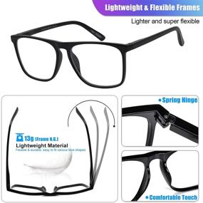 img 1 attached to 👓 Men's Large Light Square Reading Glasses with Flexible Spring Hinge - WEMOOTANTS