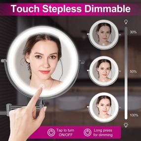 img 1 attached to 💄 Enhance Your Bathroom Routine with a Stylish Wall Mounted Makeup Mirror: 8 Inch Double-Sided Lighted Bathroom Mirror with 3 Color Lights, 1X 10X Magnification, Sensor Touch Dimmable, and 360 Degree Rotation - Chrome Finish