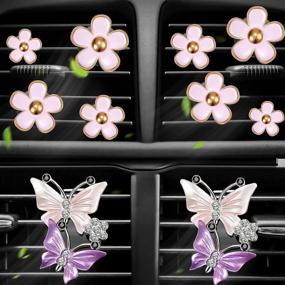 img 4 attached to 🦋 Enhance Your Car's Interior with 10-Piece Dual Butterfly Air Vent Clip Air Fresheners - Aromatic Daisy Flowers - Charming Colors!