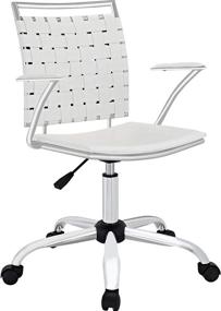 img 3 attached to 💺 Stylish and Comfortable White Office Chair: Modway Fuse Webbed Back Faux Leather Adjustable Chair