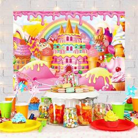 img 3 attached to Allenjoy 82x59 Pink Candyland Backdrop for Boys - Sweet Lollipop Cartoon Cupcake Icecream Donut Candy Castle Rainbow Theme - Birthday Party Supplies Decorations - Banner Photo Booth Props Background