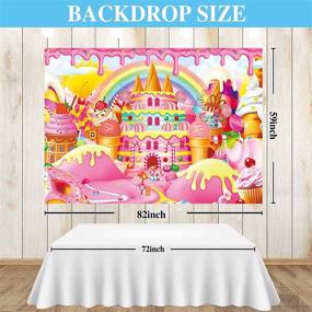 img 2 attached to Allenjoy 82x59 Pink Candyland Backdrop for Boys - Sweet Lollipop Cartoon Cupcake Icecream Donut Candy Castle Rainbow Theme - Birthday Party Supplies Decorations - Banner Photo Booth Props Background