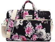 🌸 dachee black chrysanthemum pattern waterproof laptop shoulder messenger bag case sleeve for 12-13 inch laptop and 11/12/13.3 inch logo