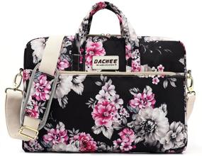 img 4 attached to 🌸 DACHEE Black Chrysanthemum Pattern Waterproof Laptop Shoulder Messenger Bag Case Sleeve for 12-13 inch Laptop and 11/12/13.3 inch