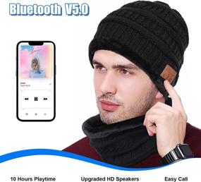 img 3 attached to Bluetooth Beanie Set with HD Speaker: 4-in-1 Hat, Gloves, Mask, Neck Warmer - Black