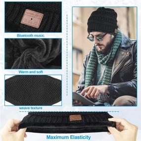 img 2 attached to Bluetooth Beanie Set with HD Speaker: 4-in-1 Hat, Gloves, Mask, Neck Warmer - Black