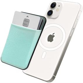 img 4 attached to 📱 Sinjimoru Magnetic Wallet for Apple Magsafe, Elastic Fabric Phone Card Holder for Back of Phone as Stick On Phone Wallet for iPhone 12 Pro &amp; iPhone 13 Series, M-Basic Light Blue