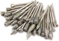 versatile 30pcs diamond grinding burr drill bit mix set for stone carving - grit 60 diamond coated head - universal fitment with 1/8-inch shank - rotary tools accessories logo