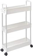🚿 solejazz slim storage cart: 3 tier bathroom organizer on wheels - mobile shelving unit for kitchen, bathroom, and laundry - slide out utility cart for narrow spaces - white logo