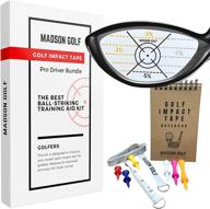 🏌️ enhance your golf skills with madson golf club impact tape bundle: swing trainer with training aids, variable height tees, setup measuring tape, practice journal (250 driver labels) логотип