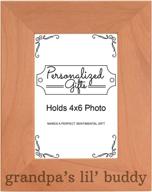 cherished personalized grandpa's lil' buddy gift: engraved wood picture frame for grandson - 4x6 portrait size логотип