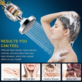 img 2 attached to 🚿 15 Stage Showerhead and Filter Combo, FEELSO High Pressure 5 Spray Settings Showerhead with Water Softener Filter Cartridge for Hard Water, Chlorine and Harmful Substances Removal