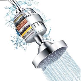 img 4 attached to 🚿 15 Stage Showerhead and Filter Combo, FEELSO High Pressure 5 Spray Settings Showerhead with Water Softener Filter Cartridge for Hard Water, Chlorine and Harmful Substances Removal
