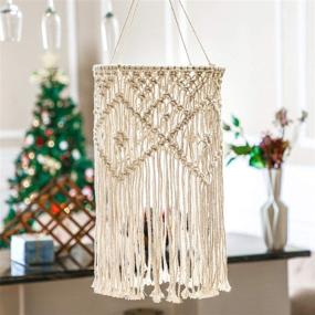 img 1 attached to 💡 Stylish Knitted Lamp Shade Ceiling Light for Cozy Living Spaces – Warm White, Bulb Not Included