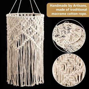 img 2 attached to 💡 Stylish Knitted Lamp Shade Ceiling Light for Cozy Living Spaces – Warm White, Bulb Not Included