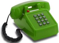 opis pushmefon cable: 1970s inspired fixed-line push-button telephone with classic metal bell ringer (green) logo