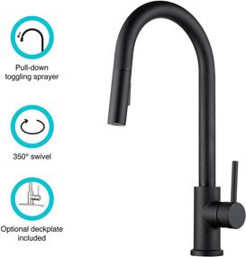 img 3 attached to 🚰 Dura Faucet RV Streamline Single Handle Pull-Down Kitchen Sink Faucet - Including Optional Deck Plate in Sleek Matte Black Finish
