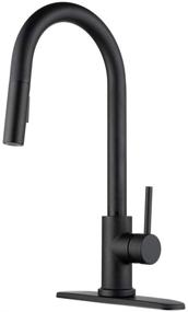 img 4 attached to 🚰 Dura Faucet RV Streamline Single Handle Pull-Down Kitchen Sink Faucet - Including Optional Deck Plate in Sleek Matte Black Finish