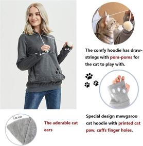 img 1 attached to Womens Pet Carrier Shirts: Mewgaroo Hoodie for Effortless Kitten and Puppy Carrying