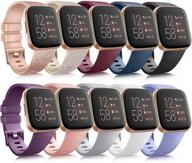 📱 10 pack silicone bands for fitbit versa 2 / versa/versa lite/versa se - classic soft replacement sport wristbands accessories for women men (small, 10 pack b) logo