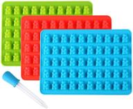 🐻 lizber gummy bear molds 3 pack: silicone candy molds with bonus dropper - 50 cavities (blue, green, red) for perfect gummy bears logo
