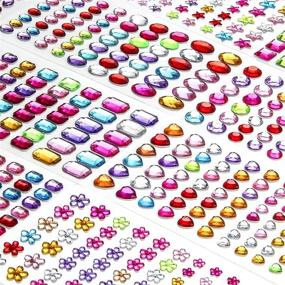 img 4 attached to 1200+ PCS Gem Stickers: Self Adhesive Bling Rhinestone Jewels for DIY Crafts, Nails, Makeup & Festivals