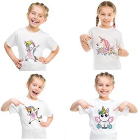 img 3 attached to 🦄 Unicorn Graphic Apparel Set: 4-Pack Pink Girls' Tops, Tees & Blouses