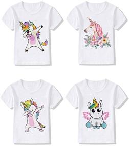 img 4 attached to 🦄 Unicorn Graphic Apparel Set: 4-Pack Pink Girls' Tops, Tees & Blouses