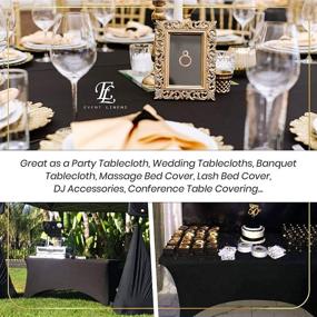 img 2 attached to Black 6ft Rectangular Spandex Linen Tablecloth - Fitted Cover for 6 Foot Folding Table, Ideal for Weddings, Banquets, and Events