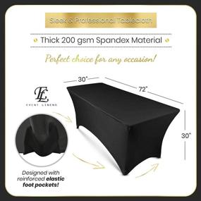 img 4 attached to Black 6ft Rectangular Spandex Linen Tablecloth - Fitted Cover for 6 Foot Folding Table, Ideal for Weddings, Banquets, and Events