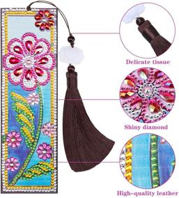 img 2 attached to 🎁 Valentine's Day Graduation Birthday Embroidery Arts Crafts - Set of 2 DIY Beaded Bookmarks with Diamond Painting, Floral Printing, and Leather Tassel