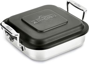 img 4 attached to 🍳 All-Clad Stainless Steel Square Baker with Lid Cookware, 8-Inch Silver - Gourmet Accessories