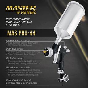 img 3 attached to 🔫 High Performance HVLP Spray Gun - Master Pro 44 Series with 1.3mm Tip, Air Pressure Regulator Gauge, and Advanced Atomization Technology - Ideal for Automotive Basecoats and Clearcoats