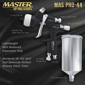 img 2 attached to 🔫 High Performance HVLP Spray Gun - Master Pro 44 Series with 1.3mm Tip, Air Pressure Regulator Gauge, and Advanced Atomization Technology - Ideal for Automotive Basecoats and Clearcoats