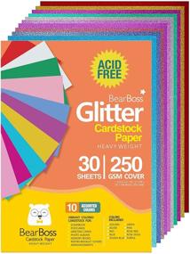 img 4 attached to 🎨 Vibrant Assorted 10 Colors - Heavyweight Glitter Cardstock Paper - 30 Sheets 92lb./250 GSM - A4 Craft for DIY Decoration, Scrapbooking, Gift Wrapping - Birthday Art & Craft Projects