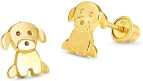 img 4 attached to Baby Girls 14k Gold Plated CZ Puppy Screwback Earrings | Silver Post