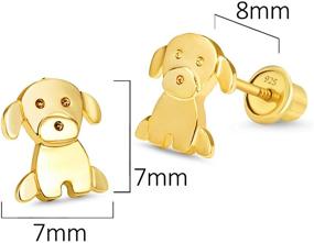 img 3 attached to Baby Girls 14k Gold Plated CZ Puppy Screwback Earrings | Silver Post