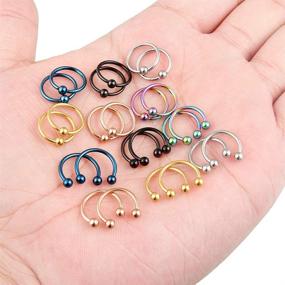 img 1 attached to 💍 Kridzisw 24PCS 16G Surgical Steel Horseshoe Captive Bead Nose Hoop Ring Septum Eyebrow Lip Cartilage Helix Tragus Earring Hoop Rings Piercing Jewelry Set for Women Men, Sizes 6mm 8mm 10mm 12mm