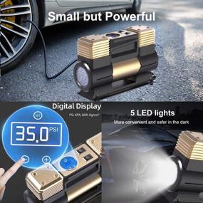 img 1 attached to 🚗 WOLFBOX Portable Car Tire Air Compressor with LED Light - Fast Digital Tire Pump, 12V DC Tire Inflator, Ideal for Car, Bicycle, and Other Inflatables