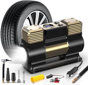 img 4 attached to 🚗 WOLFBOX Portable Car Tire Air Compressor with LED Light - Fast Digital Tire Pump, 12V DC Tire Inflator, Ideal for Car, Bicycle, and Other Inflatables