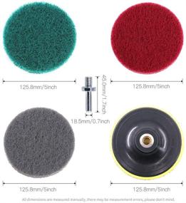 img 3 attached to 🧽 Glarks 16Pcs 5 Inch Drill Power Brush Tile Scrubber Scouring Pads Cleaning Kit for Bathroom & Kitchen - 3 Stiffness Options (Red, Gray, Green)