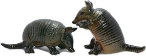 img 4 attached to 🦔 Unique Black Armadillo Ceramic Salt and Pepper Shakers Set - Hand Painted Figurine Home Decor for Dinner Table - Novelty Gift Idea, Thank You Gift for Mom