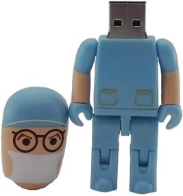 img 2 attached to 🤖 Флеш-накопитель Aneew Blue 32GB Doctor Surgeon Robot USB с роботом-хирургом - эффективное решение для хранения данных с дизайном робота-хирурга