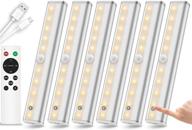 🔌 wireless remote control under cabinet lighting 6 pack, 20-led rechargeable dimmable closet lights for kitchen stairway bedroom, stick-on touch night light strip bar, 3 colors logo