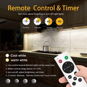 img 3 attached to 🔌 Wireless Remote Control Under Cabinet Lighting 6 Pack, 20-LED Rechargeable Dimmable Closet Lights for Kitchen Stairway Bedroom, Stick-on Touch Night Light Strip Bar, 3 Colors