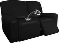 🛡️ protect your recliner loveseat in style with easy-going pu leather slipcovers - waterproof and stretchable furniture protector for pets, kids, and more - 6-piece set in black logo