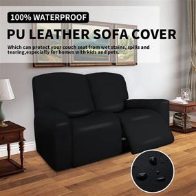 img 3 attached to 🛡️ Protect your Recliner Loveseat in Style with Easy-Going PU Leather Slipcovers - Waterproof and Stretchable Furniture Protector for Pets, Kids, and More - 6-Piece Set in Black