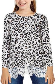 img 4 attached to 🐆 Stylish Leopard Print Vintage Shirts for Girls: TUONROAD Clothing Collection