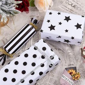 img 1 attached to 🎁 Whaline 120 Sheet White Black Tissue Paper: Star, Stripes, Dots Patterns - Perfect for Gift Wrapping, DIY Crafts, Birthdays, New Year Gift Bags - 14 x 20